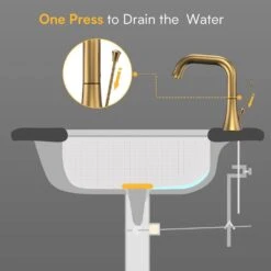 8 In. Widespread Double Handle Bathroom Faucet With Lift-Rod Drain Lavatory Bathroom Vanity Sink Faucet In Brushed Gold -Tahanbath brushed gold widespread bathroom faucets x dr ws au043000lk 1f 1000