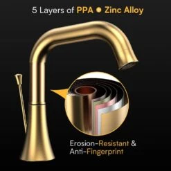 8 In. Widespread Double Handle Bathroom Faucet With Lift-Rod Drain Lavatory Bathroom Vanity Sink Faucet In Brushed Gold -Tahanbath brushed gold widespread bathroom faucets x dr ws au043000lk 31 1000