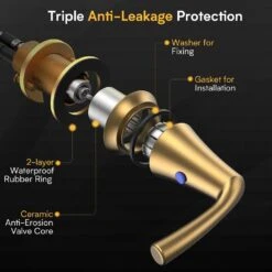 8 In. Widespread Double Handle Bathroom Faucet With Lift-Rod Drain Lavatory Bathroom Vanity Sink Faucet In Brushed Gold -Tahanbath brushed gold widespread bathroom faucets x dr ws au043000lk 76 1000