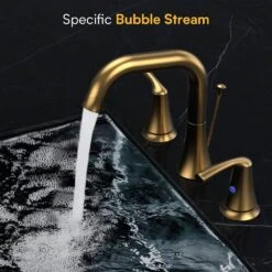 8 In. Widespread Double Handle Bathroom Faucet With Lift-Rod Drain Lavatory Bathroom Vanity Sink Faucet In Brushed Gold -Tahanbath brushed gold widespread bathroom faucets x dr ws au043000lk fa 1000