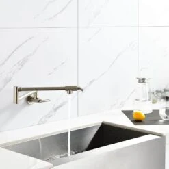 Wall Mounted Pot Filler With Swivel Spout In Brushed Nickel 14 Wall Mounted Pot Filler With Swivel Spout In Brushed Nickel -Tahanbath brushed nicke tahanbath pot fillers q ybs pf662 ns 44 1000