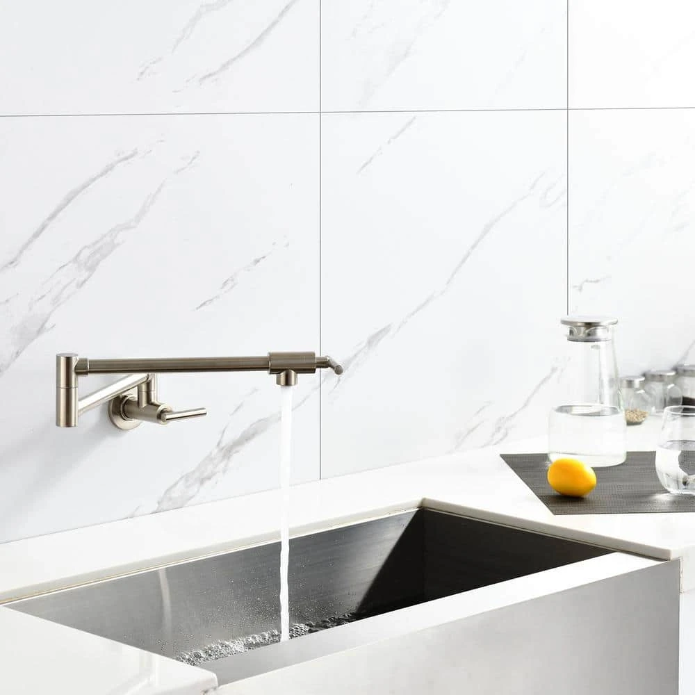 Wall Mounted Pot Filler With Swivel Spout In Brushed Nickel 6 Wall Mounted Pot Filler With Swivel Spout In Brushed Nickel - Image 6