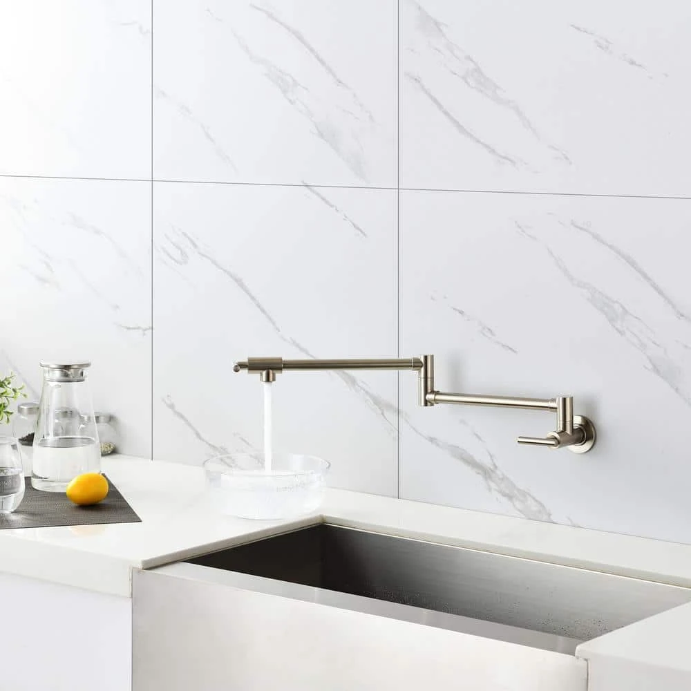 Wall Mounted Pot Filler With Swivel Spout In Brushed Nickel 2 Wall Mounted Pot Filler With Swivel Spout In Brushed Nickel - Image 2