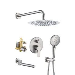 Single Handle 3-Spray High Pressure Tub And Shower Faucet Combo With Tub Spout In Brushed Nickel (Valve Included)
