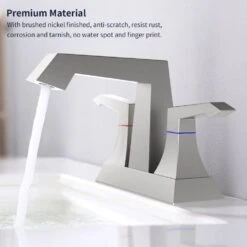 4 In. Centerset Bathroom Faucet With Drain Kit Included Modern Style In Brushed Nickel -Tahanbath brushed nickel centerset bathroom faucets x dr 4001 np 31 1000