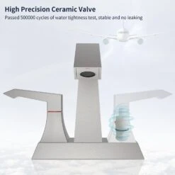 4 In. Centerset Bathroom Faucet With Drain Kit Included Modern Style In Brushed Nickel -Tahanbath brushed nickel centerset bathroom faucets x dr 4001 np 44 1000