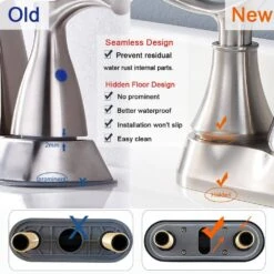 4 In. 2-Handle Bathroom Vanity Sink Faucets Bathroom Faucet With Drain Kit Included In Brushed Nickel -Tahanbath brushed nickel centerset bathroom faucets x dr 4009b np 1f 1000