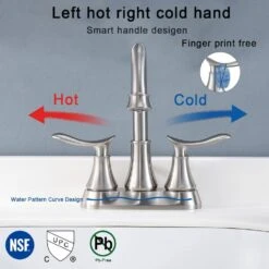 4 In. 2-Handle Bathroom Vanity Sink Faucets Bathroom Faucet With Drain Kit Included In Brushed Nickel -Tahanbath brushed nickel centerset bathroom faucets x dr 4009b np 44 1000