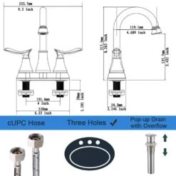 4 In. 2-Handle Bathroom Vanity Sink Faucets Bathroom Faucet With Drain Kit Included In Brushed Nickel -Tahanbath brushed nickel centerset bathroom faucets x dr 4009b np fa 1000