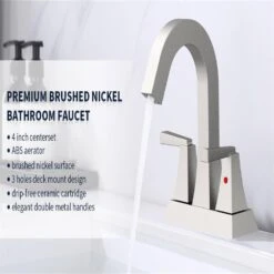 4 In. Center-Set 2-Handle Bathroom Sink Faucet In Brushed Nickel -Tahanbath brushed nickel centerset bathroom faucets x dr 4072 np 31 1000