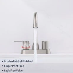 4 In. Centerset Faucet 2-Handle Bathroom Faucet High Arc In Brushed Nickel -Tahanbath brushed nickel centerset bathroom faucets x dr 4100 npy 1f 1000