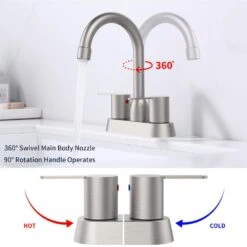 4 In. Centerset Faucet 2-Handle Bathroom Faucet High Arc In Brushed Nickel -Tahanbath brushed nickel centerset bathroom faucets x dr 4100 npy 4f 1000
