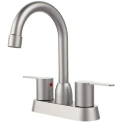 4 In. Centerset Faucet 2-Handle Bathroom Faucet High Arc In Brushed Nickel