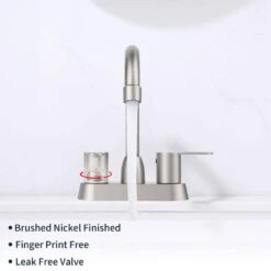 Modern Centerset Faucet 2-Handle Bathroom Faucet RV In Brushed Nickel -Tahanbath brushed nickel centerset bathroom faucets x dr 4101 npy 1f 1000