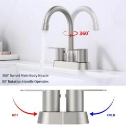 Modern Centerset Faucet 2-Handle Bathroom Faucet RV In Brushed Nickel -Tahanbath brushed nickel centerset bathroom faucets x dr 4101 npy fa 1000