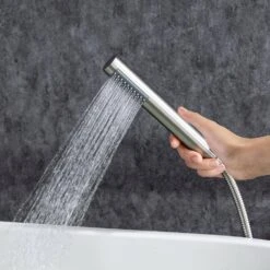 1-Handle Freestanding Tub Faucet With Hand Shower With Waterfall In Brushed Nickel -Tahanbath brushed nickel claw foot tub faucets q pzz 8008bn 31 1000