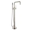 1-Handle Freestanding Tub Faucet With Hand Shower With Waterfall In Brushed Nickel