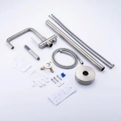 1-Handle Freestanding Tub Faucet With Hand Shower With Waterfall In Brushed Nickel -Tahanbath brushed nickel claw foot tub faucets q pzz 8008bn 76 1000