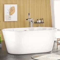 1-Handle Swivel Spout Freestanding Waterfall Tub Filler With Hand Shower In Brushed Nickel -Tahanbath brushed nickel claw foot tub faucets w122453934 kxc 31 1000