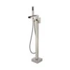 1-Handle Swivel Spout Freestanding Waterfall Tub Filler With Hand Shower In Brushed Nickel