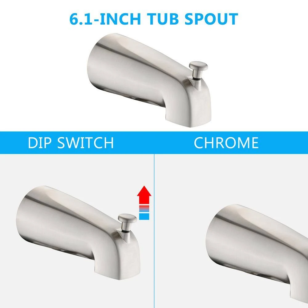 Single Handle 5 Spray Patterns Freestanding Tub And Shower Faucet 2.2 GPM In Brushed Nickel 3 Single Handle 5 Spray Patterns Freestanding Tub And Shower Faucet 2.2 GPM In Brushed Nickel - Image 3