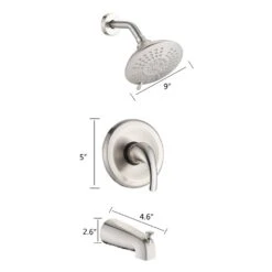 Single Handle 5 Spray Patterns Freestanding Tub And Shower Faucet 2.2 GPM In Brushed Nickel 12 Single Handle 5 Spray Patterns Freestanding Tub And Shower Faucet 2.2 GPM In Brushed Nickel -Tahanbath brushed nickel claw foot tub faucets x w1219 w43762 fa 1000