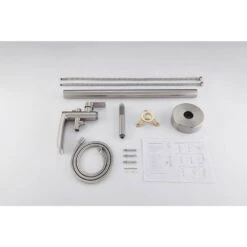 Luxury Freestanding Bathroom Cantilever Tub Faucets With Hand Shower Brass Shower Set In Brushed Nickel -Tahanbath brushed nickel claw foot tub faucets x xy hs273 77n 76 1000