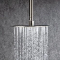 3-Spray Patterns With 2.5 GPM 12 In. Ceiling Mounted Dual Shower Heads Shower System Mix Set In Brushed Nickel 12 3-Spray Patterns With 2.5 GPM 12 In. Ceiling Mounted Dual Shower Heads Shower System Mix Set In Brushed Nickel -Tahanbath brushed nickel dual shower heads pzz 96205 bn kxc 44 1000