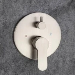 3-Spray Patterns With 2.5 GPM 12 In. Ceiling Mounted Dual Shower Heads Shower System Mix Set In Brushed Nickel 10 3-Spray Patterns With 2.5 GPM 12 In. Ceiling Mounted Dual Shower Heads Shower System Mix Set In Brushed Nickel -Tahanbath brushed nickel dual shower heads pzz 96205 bn kxc 4f 1000