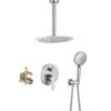3-Spray Patterns With 2.5 GPM 12 In. Ceiling Mounted Dual Shower Heads Shower System Mix Set In Brushed Nickel