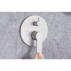 3-Spray Pattern With 2.5 GPM 10 In. Wall Mount Shower System Set Dual Shower Heads With Handheld Spray In Brushed Nickel -Tahanbath brushed nickel dual shower heads w1194 d96202bn zq 66 1000