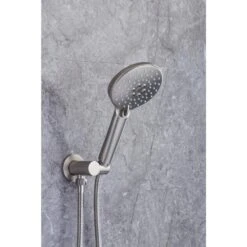 3-Spray Pattern With 2.5 GPM 10 In. Wall Mount Shower System Set Dual Shower Heads With Handheld Spray In Brushed Nickel -Tahanbath brushed nickel dual shower heads w1194 d96202bn zq 76 1000