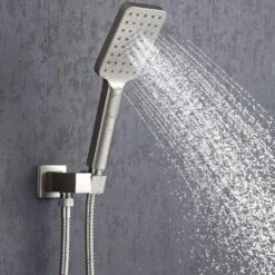 3-Spray Patterns With 2.5 GPM 12 In. Ceiling Mount Dual Shower Heads In Brushed Nickel -Tahanbath brushed nickel dual shower heads w1194 d97205bn kxc 1f 1000