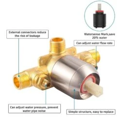 6-Spray Single Handle Round Shower Head Set Wall Mount Fixed And Handheld Shower Head 2.5 GPM In Brushed Nickel -Tahanbath brushed nickel dual shower heads x w1219 w43223 1f 1000