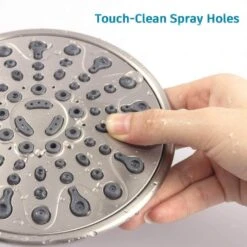 6-Spray Single Handle Round Shower Head Set Wall Mount Fixed And Handheld Shower Head 2.5 GPM In Brushed Nickel -Tahanbath brushed nickel dual shower heads x w1219 w43223 44 1000