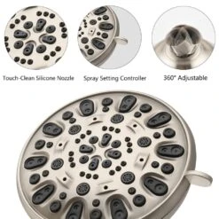 7 Spray Settings Fixed And Handheld Shower Head In Brushed Nickel -Tahanbath brushed nickel dual shower heads x w1219 w47477 1f 1000