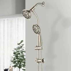 7 Spray Settings Fixed And Handheld Shower Head In Brushed Nickel -Tahanbath brushed nickel dual shower heads x w1219 w47477 31 1000