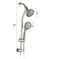 7 Spray Settings Fixed And Handheld Shower Head In Brushed Nickel -Tahanbath brushed nickel dual shower heads x w1219 w47477 44 1000