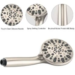 7 Spray Settings Fixed And Handheld Shower Head In Brushed Nickel -Tahanbath brushed nickel dual shower heads x w1219 w47477 4f 1000