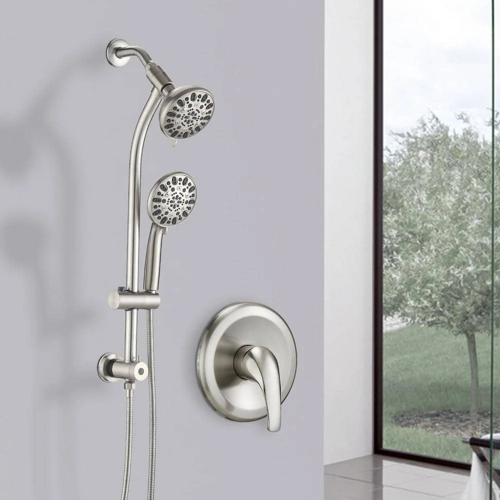 7-Spray Fixed And Handheld Shower Head Stainless Steel Slide Bar Combo In Brushed Nickel 1.8 GPM 7 7-Spray Fixed And Handheld Shower Head Stainless Steel Slide Bar Combo In Brushed Nickel 1.8 GPM - Image 7