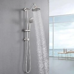 5 Spray Settings Dual Rain Shower Head With Handheld Shower Head 2.5 GPM In Brushed Nickel -Tahanbath brushed nickel dual shower heads x w1219 w56007 31 1000
