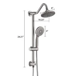 5 Spray Settings Dual Rain Shower Head With Handheld Shower Head 2.5 GPM In Brushed Nickel -Tahanbath brushed nickel dual shower heads x w1219 w56007 76 1000