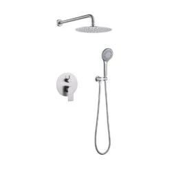 2-Spray Dual Shower Wall Mount Fixed And Handheld Shower Head Rainfall Shower System In Brushed Nickel 12 2-Spray Dual Shower Wall Mount Fixed And Handheld Shower Head Rainfall Shower System In Brushed Nickel -Tahanbath brushed nickel dual shower heads x xy hs274 55n 44 1000