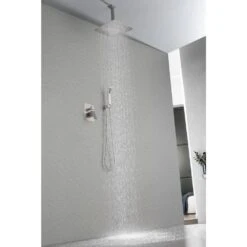 1-Spray Patterns With 2.5 GPM 12 In. Ceiling Mount Rain Fixed Shower Head In Brushed Nickel -Tahanbath brushed nickel fixed shower heads z w92867790 31 1000