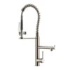 Double Handle Gooseneck Pull Down Sprayer Kitchen Faucet In Brushed Nickel
