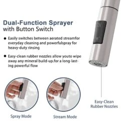 Single Handle Pull Down Sprayer Kitchen Faucet Touchless With Deck Plate In Brushed Nickel -Tahanbath brushed nickel pull down kitchen faucets x xy is1308 33ygnb 1d 70us fa 1000