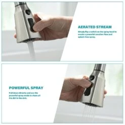 Single Handle Touchless Pull Down Sprayer Kitchen Faucet In Brushed Nickel -Tahanbath brushed nickel pull down kitchen faucets xy is2254n q 4f 1000