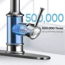 Single-Handle 3 Ways Setting Gooseneck Pull Out Sprayer Kitchen Faucet With Deckplate Included In Brushed Nickel -Tahanbath brushed nickel pull out kitchen faucets q dr wsbnau061100 fa 1000