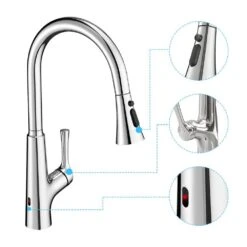 Single-Handle Touchless Pull Out Kitchen Faucet With Sprayer Kitchen Sink Faucets Smart One Hole Taps Brushed Nickel -Tahanbath brushed nickel pull out kitchen faucets q xy is1230 33c 4f 1000