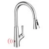 Single-Handle Touchless Pull Out Kitchen Faucet With Sprayer Kitchen Sink Faucets Smart One Hole Taps Brushed Nickel